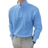Spring/Summer Solid Color Long Sleeve Plain Split Casual Spring/Autumn Shirt
