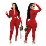 Women's Sexy Fashion Pocket Shirt Spring Autumn Long Sleeve Two Piece Suit