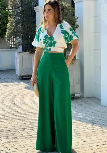 Women's Summer Casual Off Shoulder Print Two Piece Set