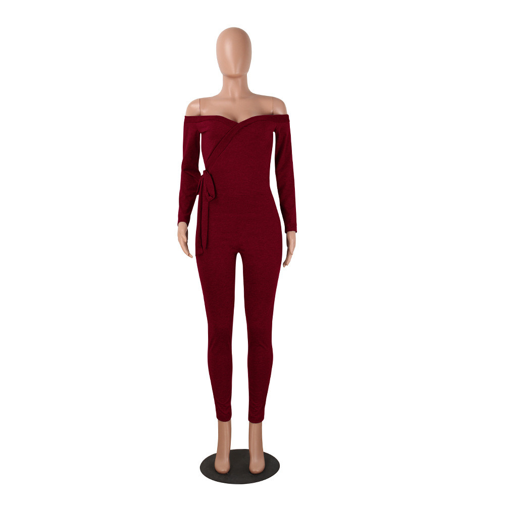 Sexy Side Split Jumpsuit Women 2019 Deep V Neck Rompers main image 1