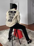 Women'S Fashion Fall Winter Letter Print Casual Jacket Stand Collar Baseball Trend Coat