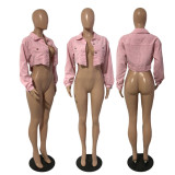 Women'S Long Sleeve Corduroy Irregular Fashion Short Jacket