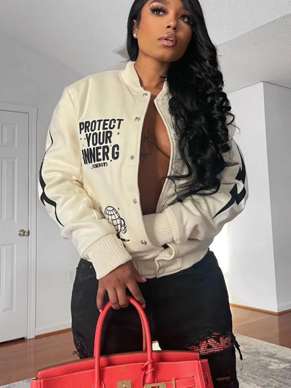 Women'S Fashion Fall Winter Letter Print Casual Jacket Stand Collar Baseball Trend Coat