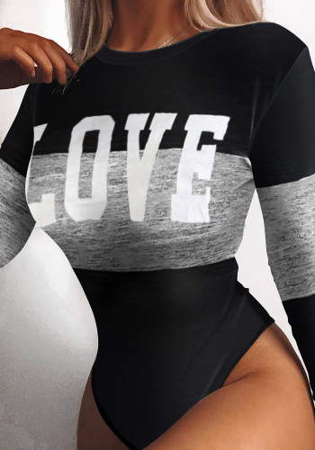 Bodysuit met contrasterende print en lange mouwen voor dames