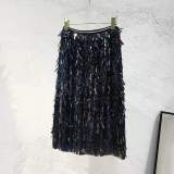 Women Fringed Sequin High Waist Bodycon Skirt