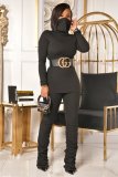 Fall Winter Women'S Turtleneck Solid Color Casual Fashion Two Piece Pants Se
