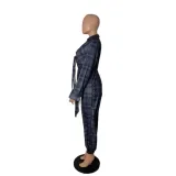 Women's Tie Dye Check Sexy Loose Jumpsuit