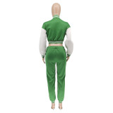 Women's Letter Print Casual Two-Piece Patchwork Tracksuit