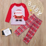 Christmas suit Santa Claus print plaid pants parent-child suit Homewear