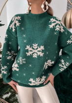 Sweater Sweater Women Snowflake Towel Embroidered Half Turtleneck Long Sleeve Ladies Christmas Sweater