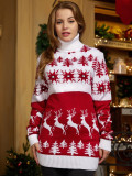 Couple Sweater High Neck Christmas Theme Jacquard Couple Sweater Top