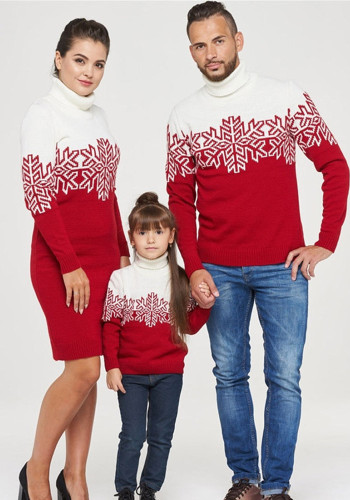 Natal pais e filhos usam suéter de Natal jacquard