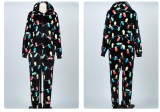 Flash Fleece Fall Women's Round Neck Home Casual Comfortable Outdoor Wear Warm Flannel Christmas Jumpsuit