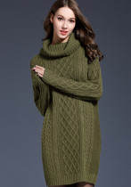 Herbst und Winter Plus Size Damen Strickkleid mit langem Rollkragenpullover