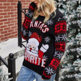 Women's Christmas Sweater Santa Claus Embroidery Round Neck Knitting Sweater