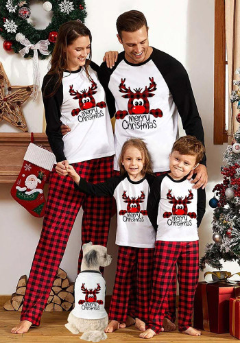 Automne et hiver vêtements de maison imprimés de Noël motif de cerf de Noël costume parent-enfant