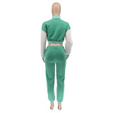 Women's Letter Print Casual Two-Piece Patchwork Tracksuit