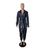 Women's Tie Dye Check Sexy Loose Jumpsuit