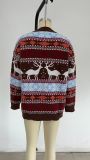 Sweater Round Neck Loose Christmas Themed Jacquard Long Sleeve Ladies Sweater