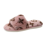 fur slipper women's home warm fur coat flat bottom open cotton slippers