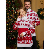 Couple Sweater High Neck Christmas Theme Jacquard Couple Sweater Top