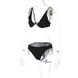 Women'S Fall Fringe Diamond Chain Tassels Bikini Two Piece Set