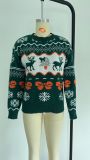 Sweater Women's Christmas Jacquard Loose Round Neck Long Sleeve Sweater