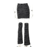 Women'S Autumn Winter Funny Ripped Skirts Three-Piece Casual Set