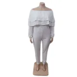 Fall/Winter Women's Plus Size Loose Ruffle High Stretch Sexy Ribbed Jumpsuit