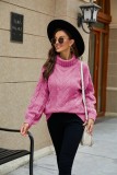 Winter Women's Bell Bottom Sleeve Pullover Knitting Shirt Plus Size Turtleneck Twist Sweater Thick