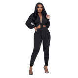 Solid Color Tie Knot Long Sleeve Women'S Two Piece Fashion Casual Tight Fitting Pants Set