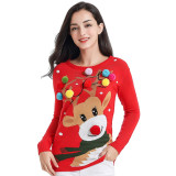 Winter Lazy Christmas Sweater Loose Women'S Round Neck Pullover Knitting Top