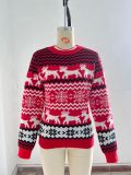 Sweater Couple Men's Women's Christmas Sweater Round Neck Elk Jacquard Long Sleeve Sweater