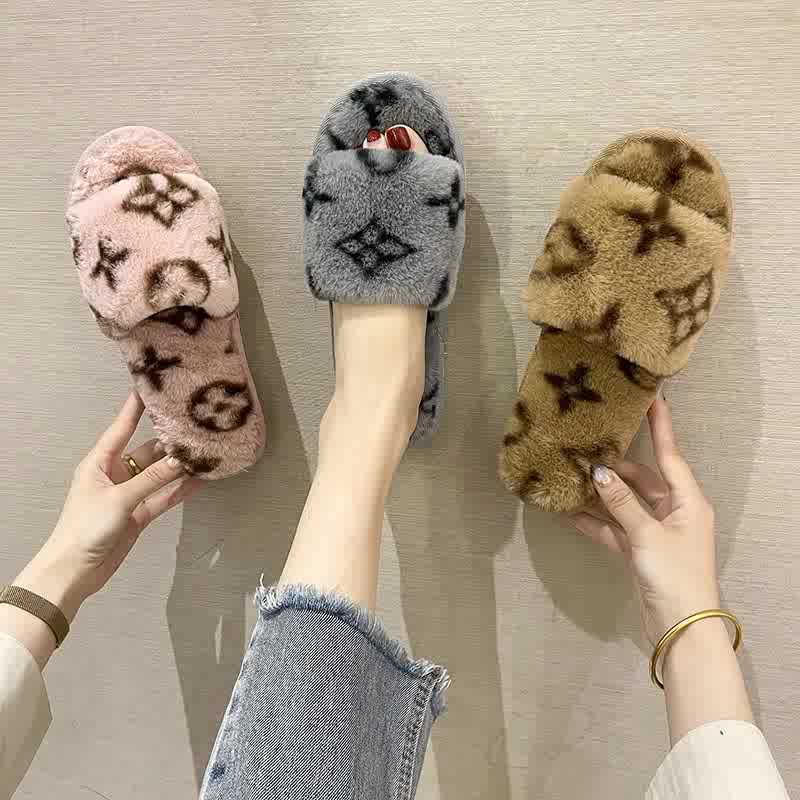 vuitton fur slippers