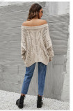 Fall/Winter Off Shoulder Plus Size Loose Knitting Off Shoulder Solid Color Pullover Sweater