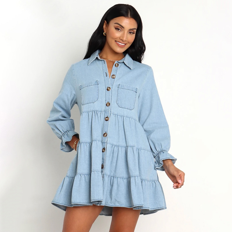 Buy Toddler Baby Girls Denim Dress One-Piece Long Sleeve Shirt SkirtCasual  Outfits Blue at Amazon.in