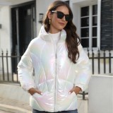 Women'S Winter Fashion Bright Cotton Padded Clothing Hooded Coat Jacket Warm Clothing