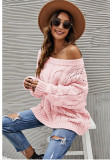 Fall/Winter Off Shoulder Plus Size Loose Knitting Off Shoulder Solid Color Pullover Sweater
