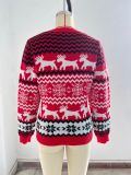 Sweater Couple Men's Women's Christmas Sweater Round Neck Elk Jacquard Long Sleeve Sweater