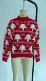 Winter Sweater Christmas Sweater Ladies Half Turtleneck Christmas Towel Embroidered Long Sleeve Sweater