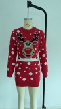Christmas Sweater Christmas Elk Jacquard Sweater Long Sleeve Dress