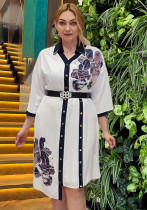 Vestido de cuentas con estampado de patchwork de mujer de talla grande