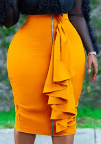 Plus Size African Women Fall Sexy Zipper Bodycon Skirt