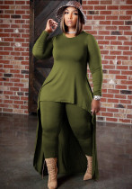 Plus Size Women Casual Long Sleeve Top and Pant Two Piece