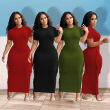 Plus Size Women Sexy Fringe Solid Color Dress