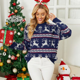 Christmas jacquard sweater women's autumn and winter pullover Christmas knitting top