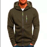 Men'S Sports Fitness Casual Jacquard Hoodies Cardigan Hooded Jacket