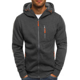 Men'S Sports Fitness Casual Jacquard Hoodies Cardigan Hooded Jacket