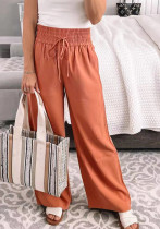 Straight Pants Loose Home Casual Pants Mid Waist Solid Color Lace Up Wide Leg Pants Women
