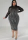 Sexy See-Through Patchwork Nigh Club V-Neck Long Sleeve Women'S Plus Size Dress